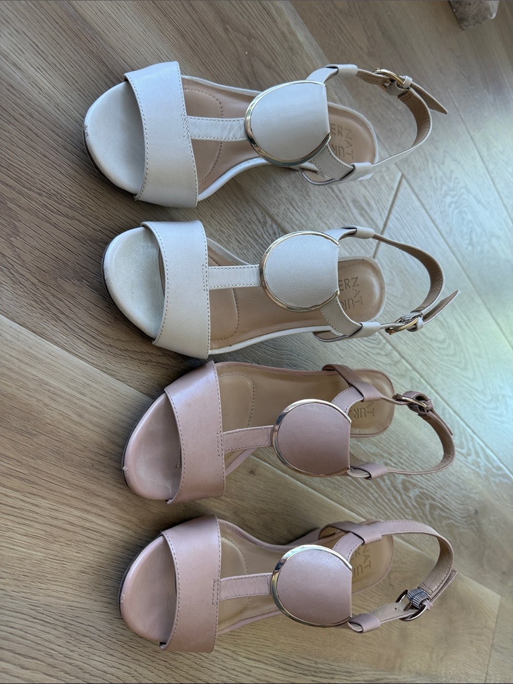 [set of 2] Women’s Slingback wedge Sandals in White and neutral